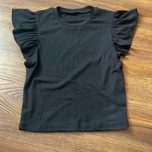 Very cute black ruffle sleeves top, size XS